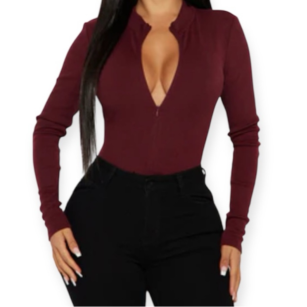 Quarter Zip Ribbed Bodysuit